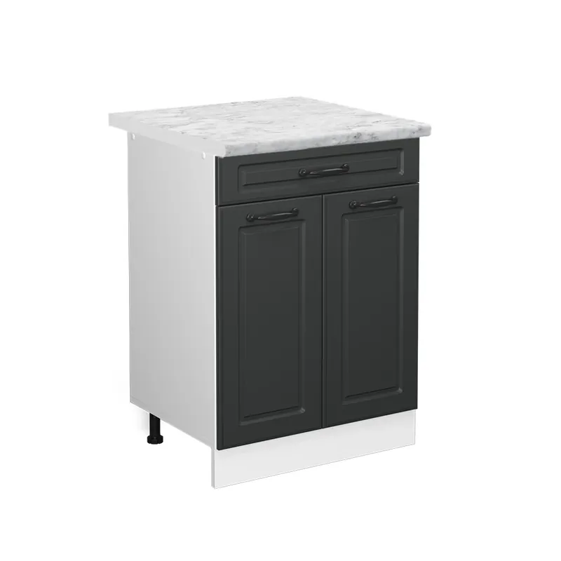 Tovární Cena Spodní skříňka kuchyňské linky R-Line Antracitový venkovský dům 60 cm se zásuvkou, PD Mramor Vicco
