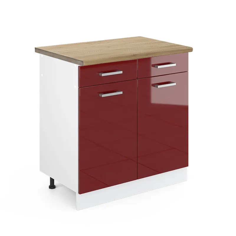 Oblíbený Spodní skříňka kuchyňské linky R-Line Červená vysoký lesk 80 cm , PD Dub Vicco
