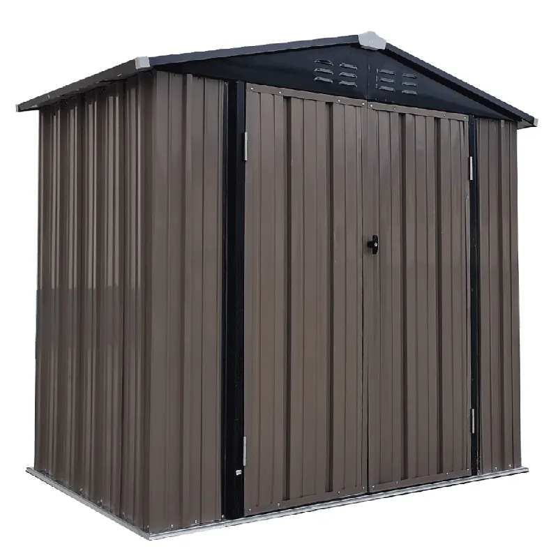 Hit Sezóny 4 732 / 5 000Plechový zahradní domek na nářadí, hnědá/antracitová, 2x1,3x2,1 m, RADOL P4, poškozené zboží
