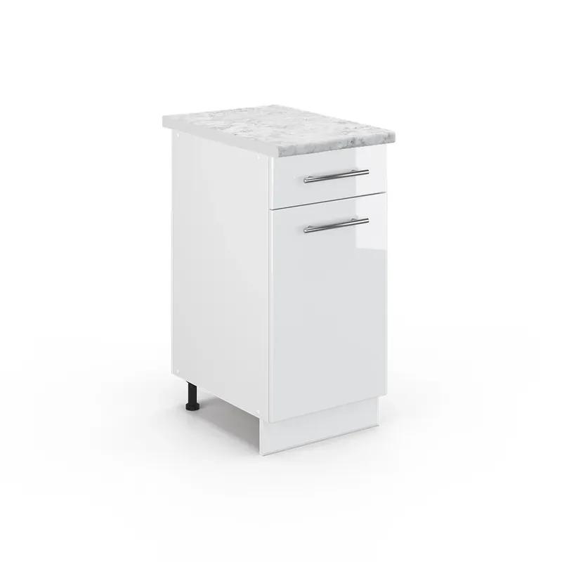 Autentický Spodní skříňka kuchyňské linky Fame-Line Bílá vysoký lesk 40 cm , PD Mramor Vicco