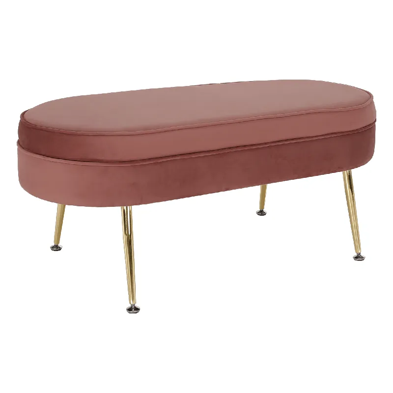 Výprodej Luxusní taburet, růžová Velvet látka/chrom zlatý, Art-deco, NOBLIN NEW TYP 2 P1, poškozené zboží