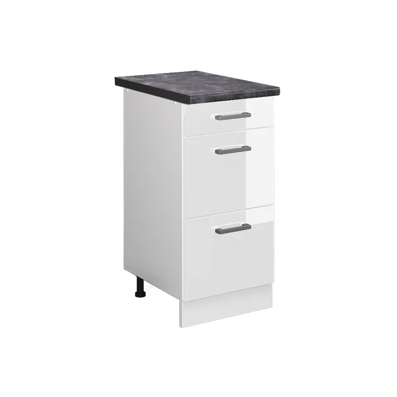 Nízká Cena Spodní skříňka kuchyňské linky R-Line Bílá vysoký lesk 40 cm se zásuvkami, PD Antracit Vicco