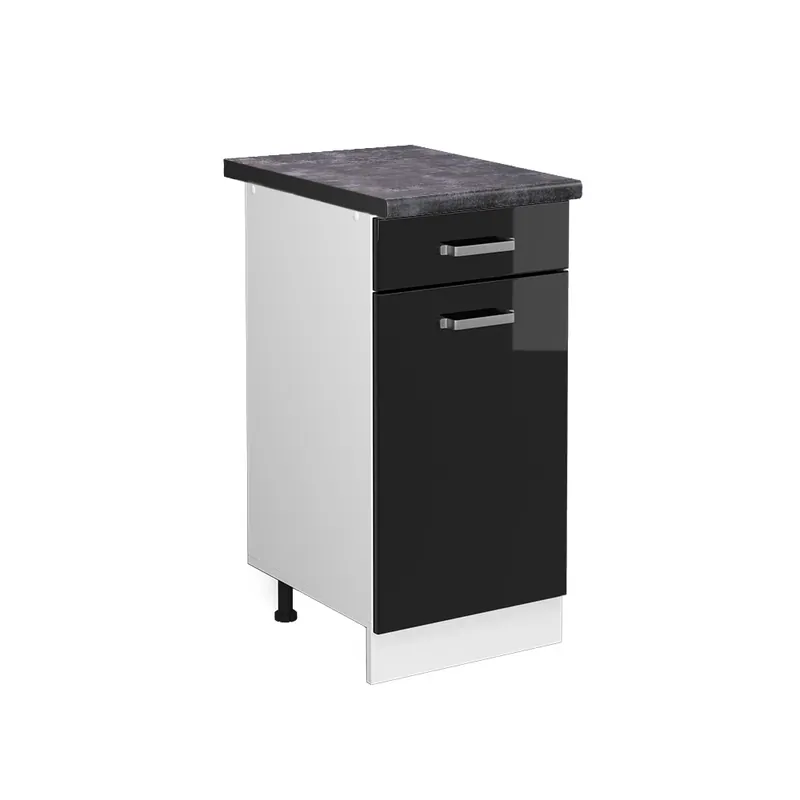 Výprodej Spodní skříňka kuchyňské linky R-Line Černý vysoký lesk 40 cm , PD Antracit Vicco