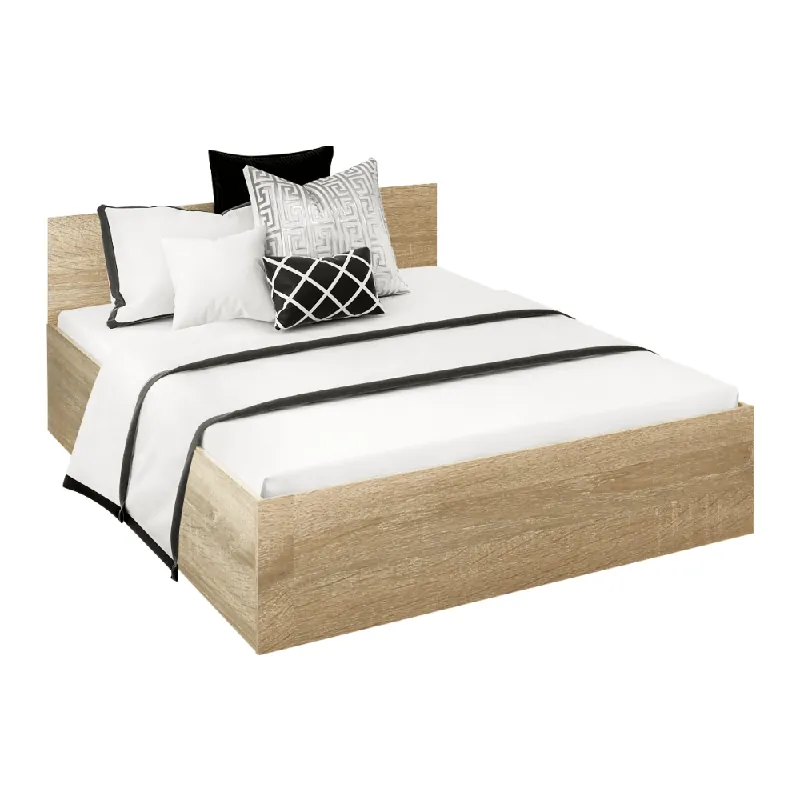 Postel s kovovým roštem a úložným prostorem, 160x200, dub sonoma, DOLI Sezónní Sleva