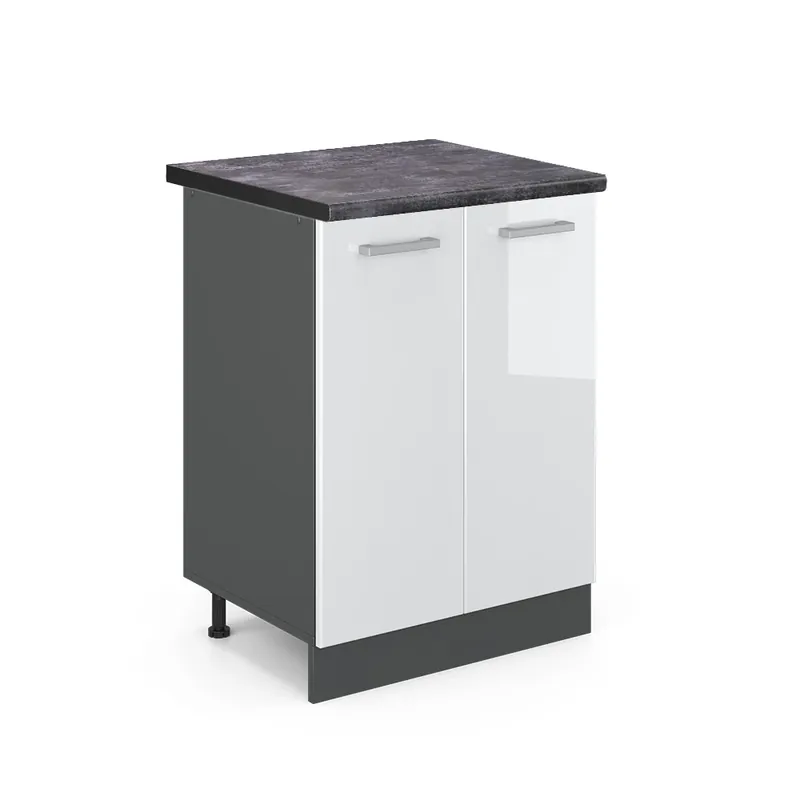 Spodní skříňka kuchyňské linky R-Line Bílá vysoký lesk 60 cm , PD Antracit Vicco Víkendová Akce