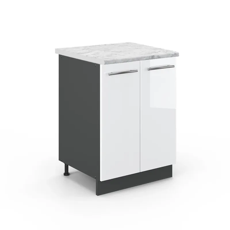 Nová Kolekce Spodní skříňka kuchyňské linky Fame-Line Bílá vysoký lesk 60 cm , PD Mramor Vicco