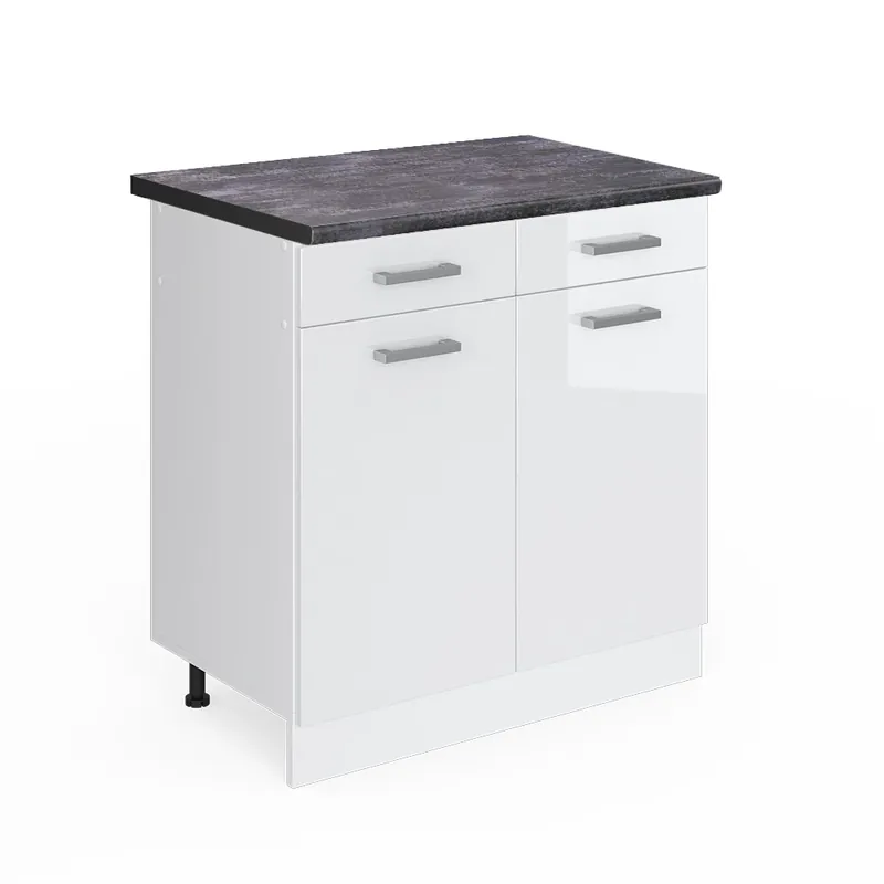 Spodní skříňka kuchyňské linky R-Line Bílá vysoký lesk 80 cm , PD Antracit Vicco Poslední Šance