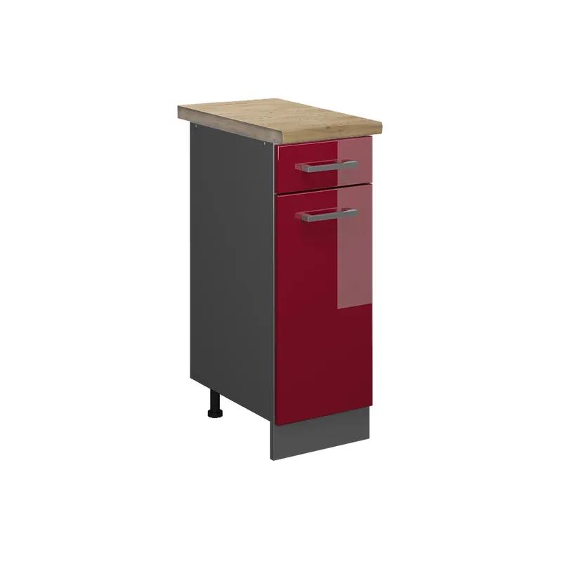 Spodní skříňka kuchyňské linky R-Line Červená vysoký lesk 30 cm , PD Dub Vicco Bezpečná Platba
