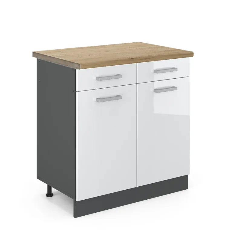 Spodní skříňka kuchyňské linky R-Line Bílá vysoký lesk 80 cm , PD Dub Vicco Odeslání Ihned