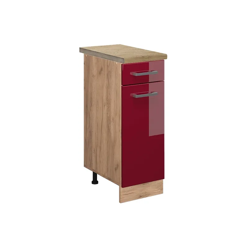 Spodní skříňka kuchyňské linky R-Line Červená vysoký lesk 30 cm , PD Dub Vicco Pouze Dnes
