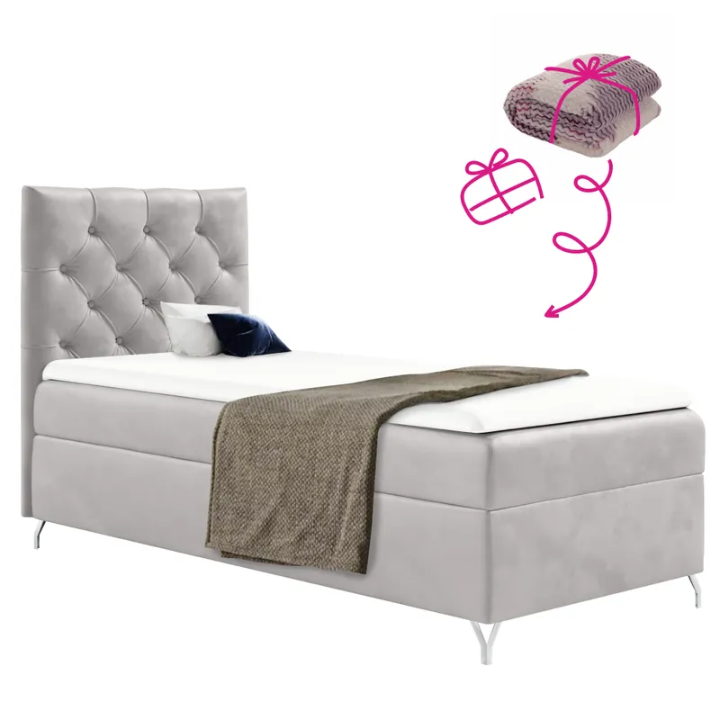 Boxspringová postel, 90x200, světle šedá látka Velvet, levá, GULIETTE + dárek Bezpečná Platba