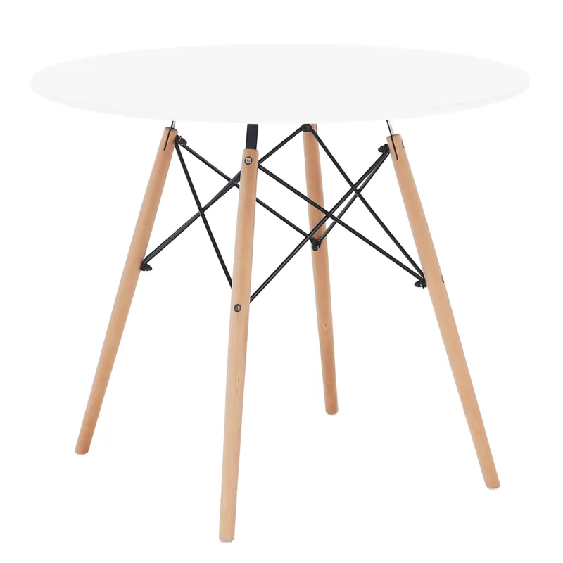 Cenový Hit Jídelní stůl, bílá/buk, průměr 90 cm, GAMIN 2 NEW 90