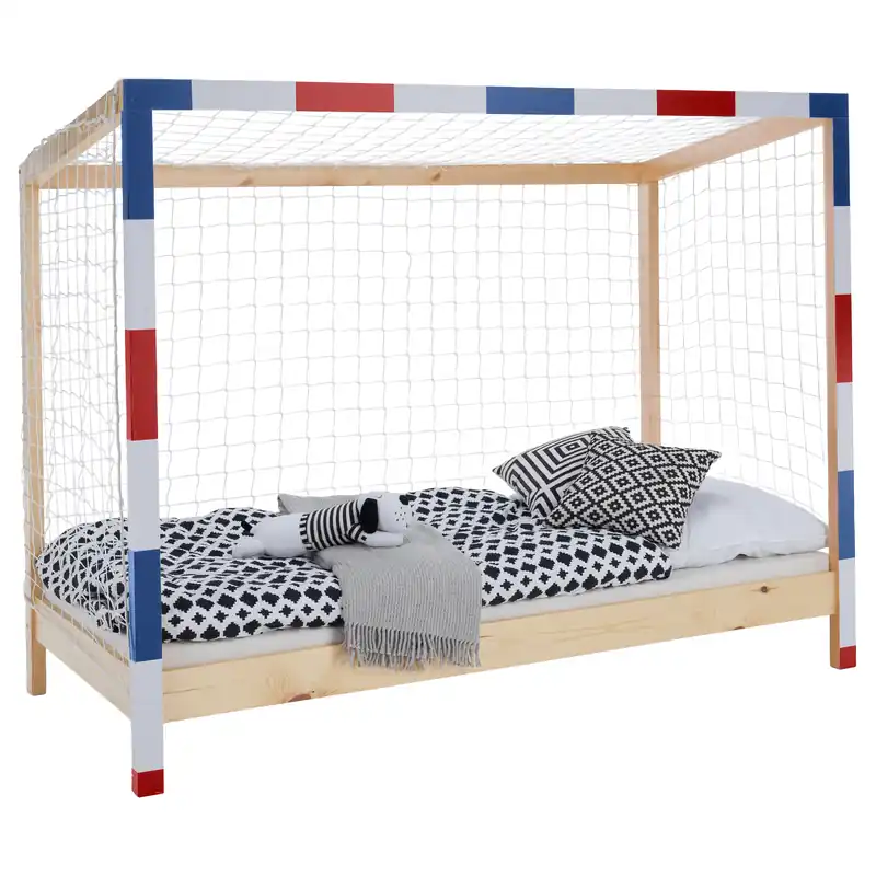 Montessori postel, přírodní/bílá/modrá/červená, 90x200, FUTAL Cenový Hit