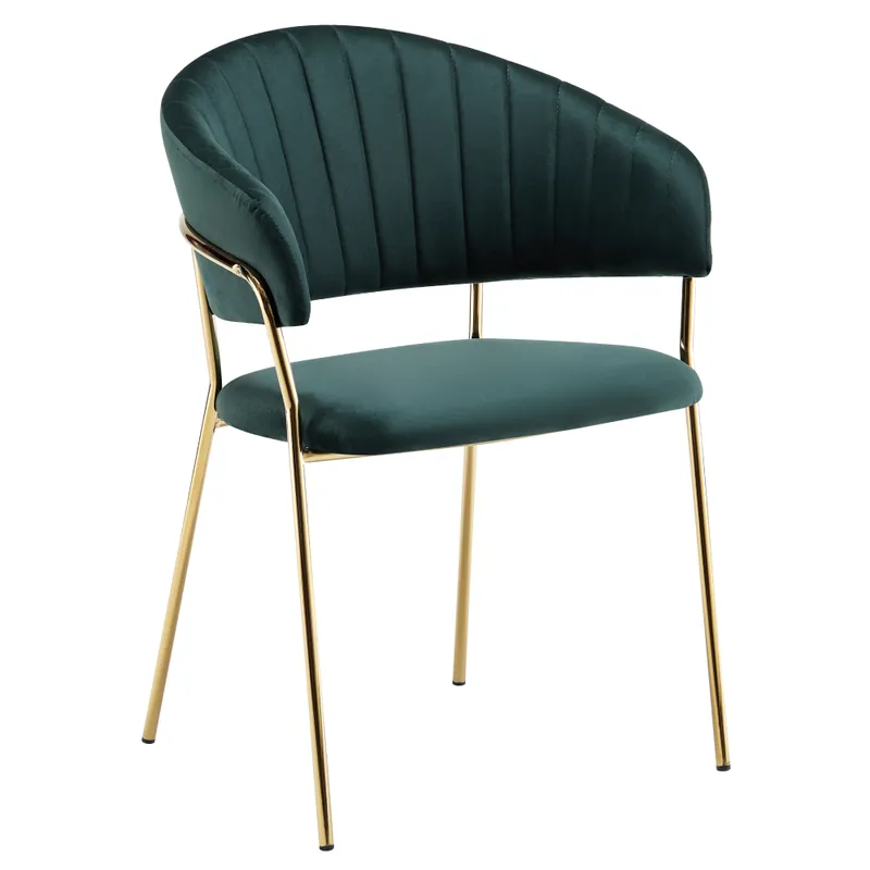 Designové jídelní křeslo, tmavě zelená Velvet látka/gold chrom zlatý, DASMIN TYP 1 Dokud Zásoby Vydrží