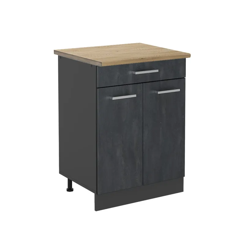 Spodní skříňka kuchyňské linky R-Line Černý beton 60 cm PD Dub Vicco Akční Cena