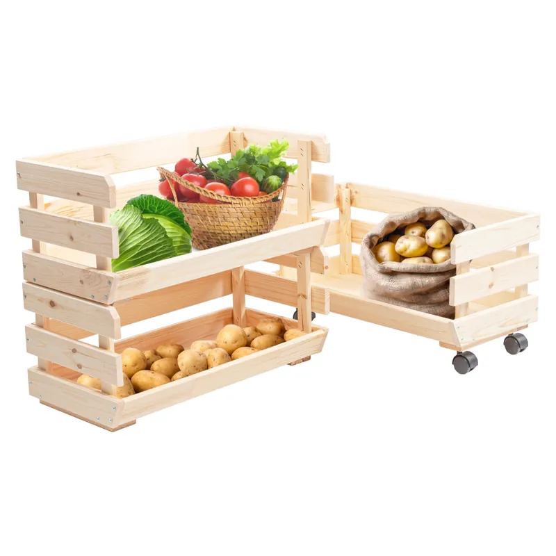 Must-Have Stohovatelný regál na kolečkách, přírodní, borovice, FRUITA