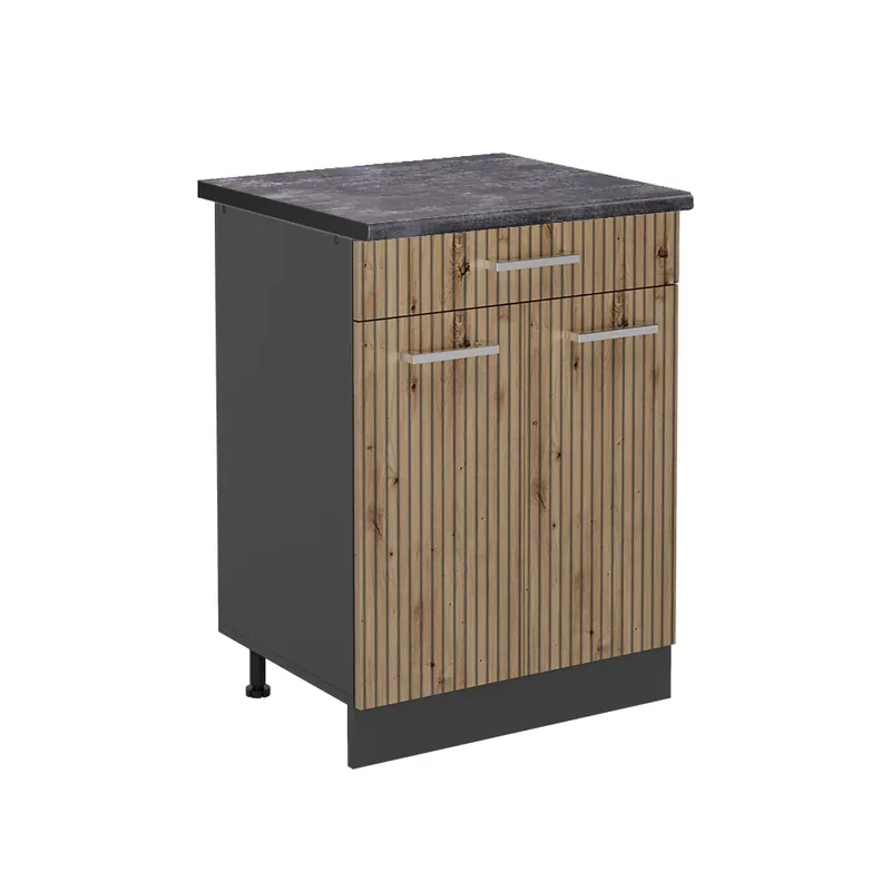 Výprodej Spodní skříňka kuchyňské linky R-Line Řemeslný dub 60 cm , PD Antracit Vicco