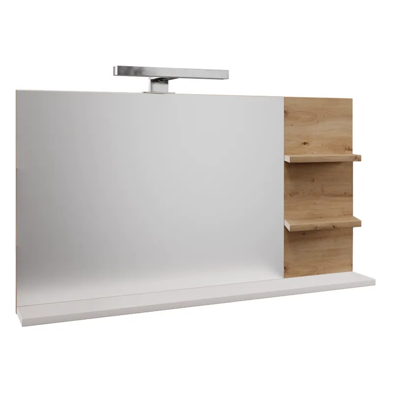Vysoce Kvalitní Zrcadlo s LED osvětlením, bílá/dub artisan, CUBO CUB04