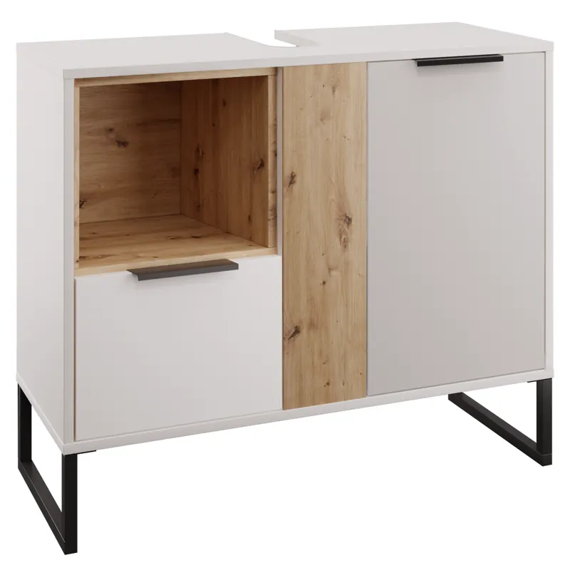 Skříňka pod umyvadlo, bílá/dub artisan, CUBO CUB03 Super Cena