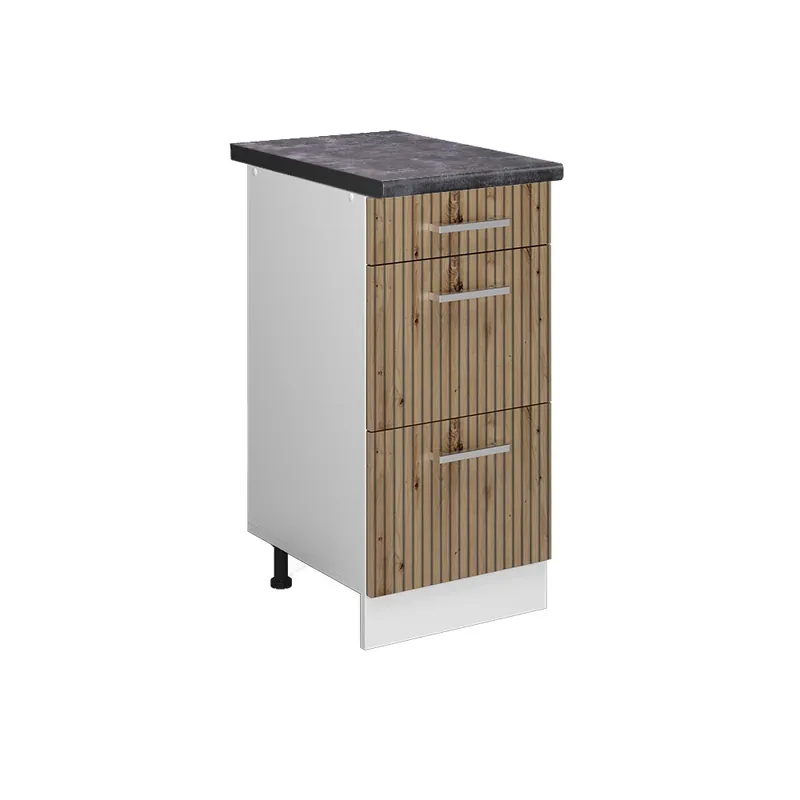 Spodní skříňka kuchyňské linky R-Line Řemeslný dub 40 cm se zásuvkami, PD Antracit Vicco Autentický
