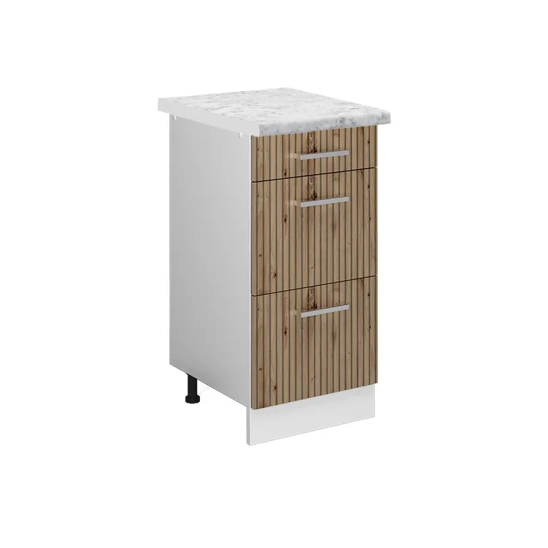 Akční Cena Spodní skříňka kuchyňské linky R-Line Řemeslný dub 40 cm se zásuvkami a pracovní deskou Vicco