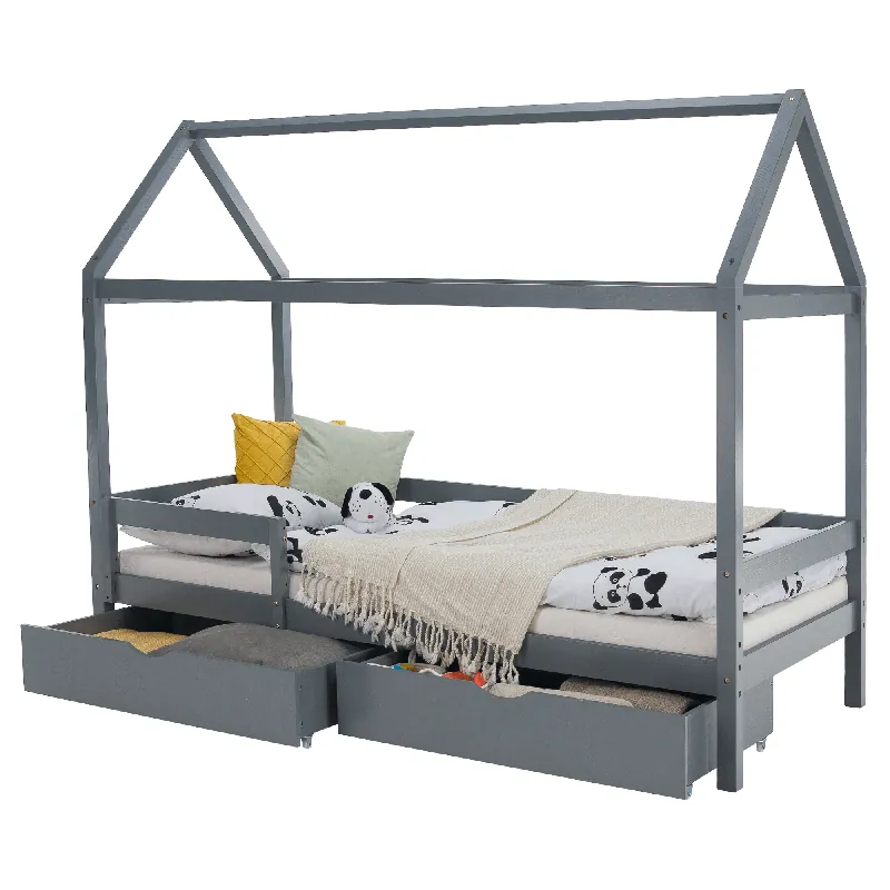 Sleva Montessori postel, 90x200, šedá, masiv, NOEMA RP1, rozbalené zboží