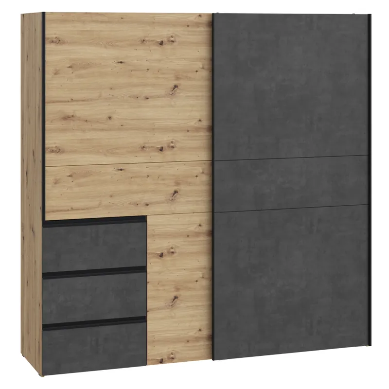 Skříň, dub artisan/tmavě šedý beton, VIOLO Originální