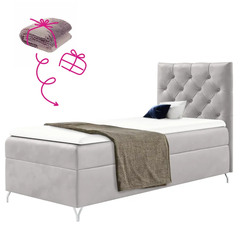 Aktuální Boxspringová postel, 90x200, světle šedá látka Velvet, pravá, GULIETTE + dárek