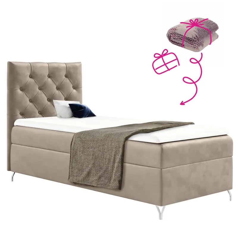 Boxspringová postel, 90x200, béžová látka Velvet, levá, GULIETTE + dárek Super Cena