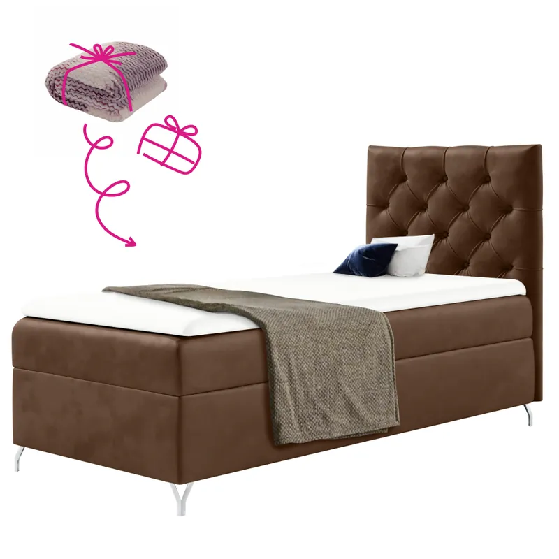 Boxspringová postel, 90x200, hnědá látka Velvet, pravá, GULIETTE + dárek Ověřený