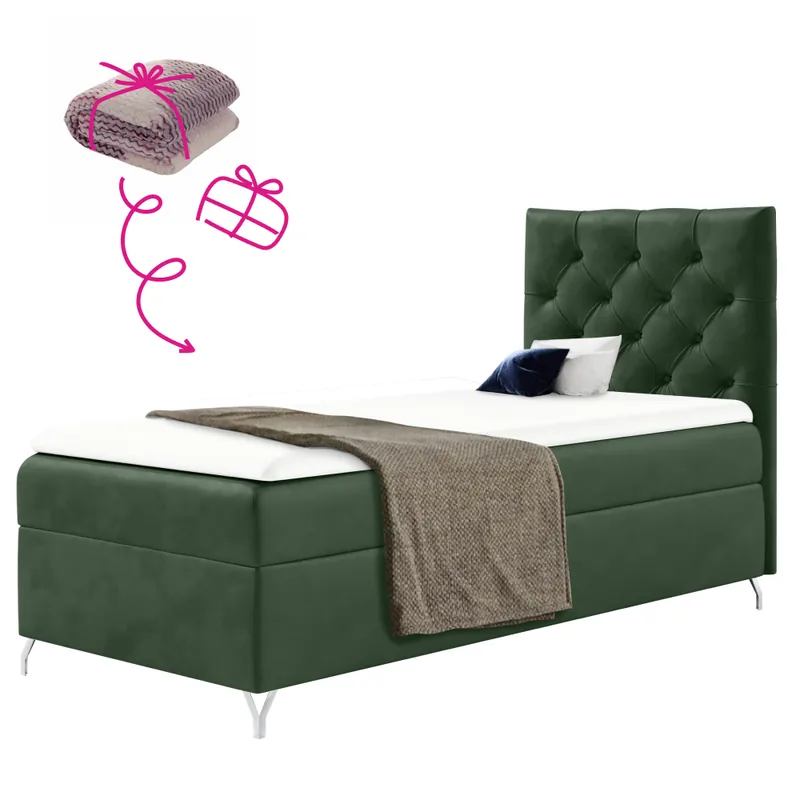 Boxspringová postel, 90x200, zelená látka Velvet, pravá, GULIETTE + dárek Top Prodej