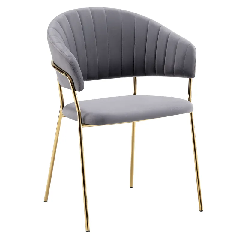Designové jídelní křeslo, šedohnědá Velvet látka/gold chrom zlatý, DASMIN TYP 1 Doprava Zdarma