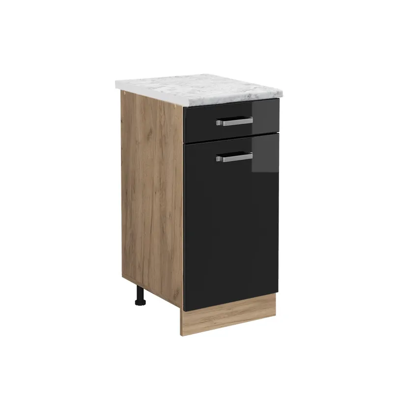 Akční Cena Spodní skříňka kuchyňské linky R-Line Černý vysoký lesk 40 cm PD Mramor Vicco