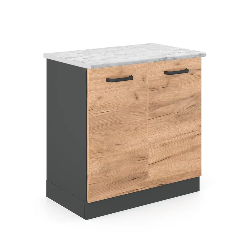 Zlevněný Skříňka pod dřez R-Line Zlatý mocný dub 80 cm PD Mramor Vicco