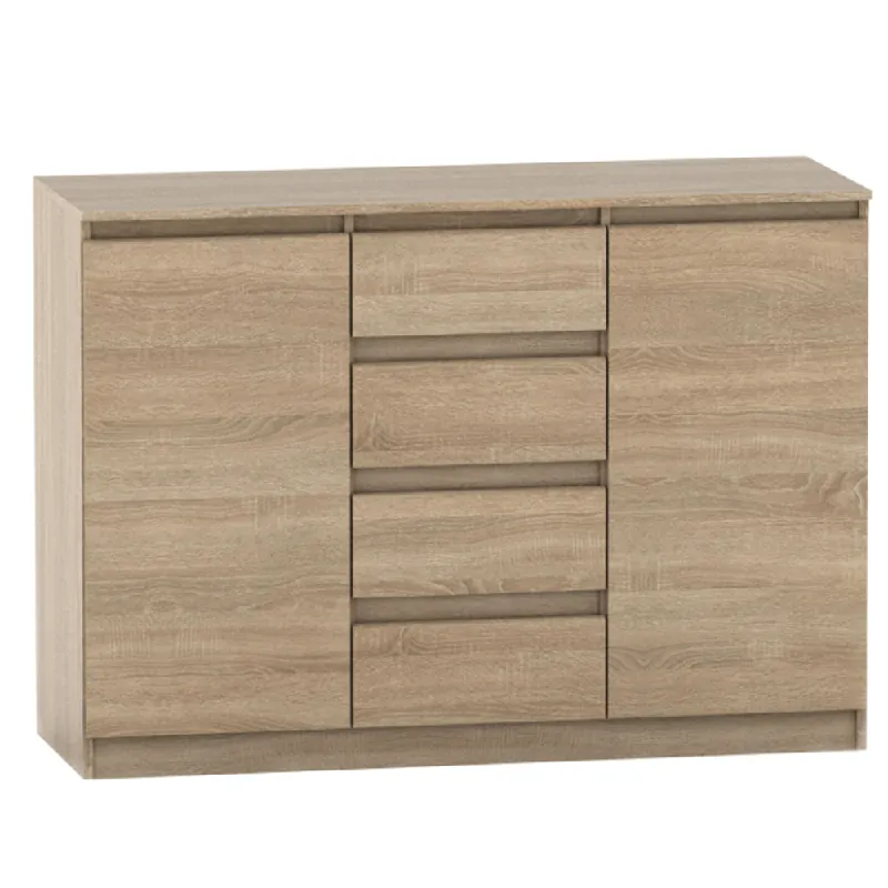 Výprodej 2 dveřová komoda se 4 šuplíky, dub sonoma, HANY NEW 010 R1, rozbalené zboží
