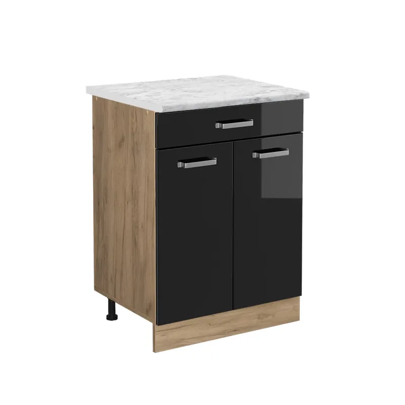 Akční Cena Spodní skříňka kuchyňské linky R-Line Černý vysoký lesk 60 cm PD Mramor Vicco