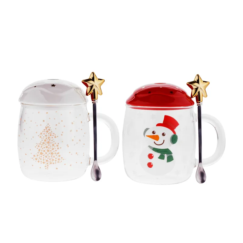 TEMPO-KONDELA HAPPY DUO, sklenice s víčkem, set 2 ks, se lžičkami, zimní motiv, 480 ml P2, poškozené zboží Sleva