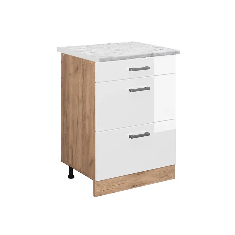 Spodní skříňka kuchyňské linky R-Line Bílá vysoký lesk 60 cm PD Mramor Vicco Vysoce Kvalitní