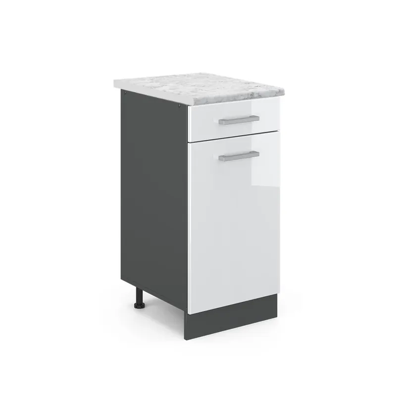 Spodní skříňka kuchyňské linky R-Line Bílá vysoký lesk 40 cm PD Mramor Vicco Doprava Zdarma
