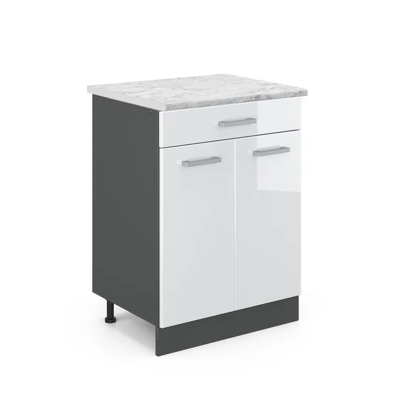 Spodní skříňka kuchyňské linky R-Line Bílá vysoký lesk 60 cm PD Mramor Vicco Nakupujte Hned