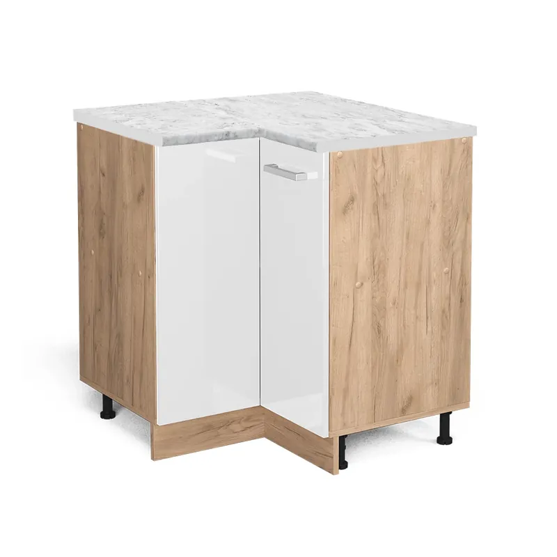 Originální Rohová skříňka R-Line Bílá vysoký lesk 75.6 cm PD Mramor Vicco