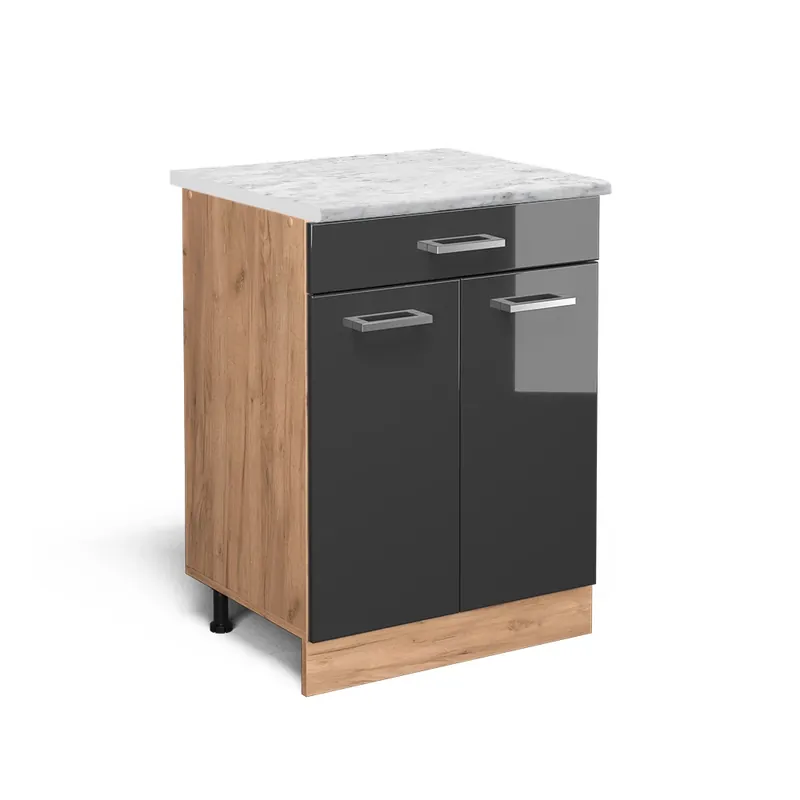 Spodní skříňka kuchyňské linky R-Line Antracitový vysoký lesk 60 cm PD Mramor Vicco Bezpečná Platba