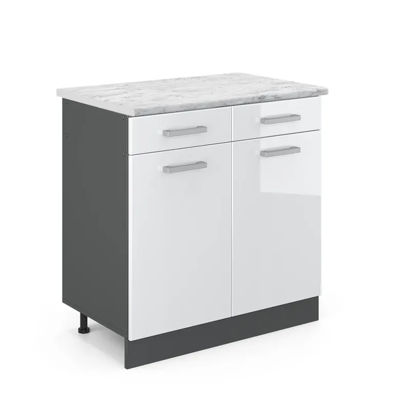 Spodní skříňka kuchyňské linky R-Line Bílá vysoký lesk 80 cm PD Mramor Vicco Cenová Bomba