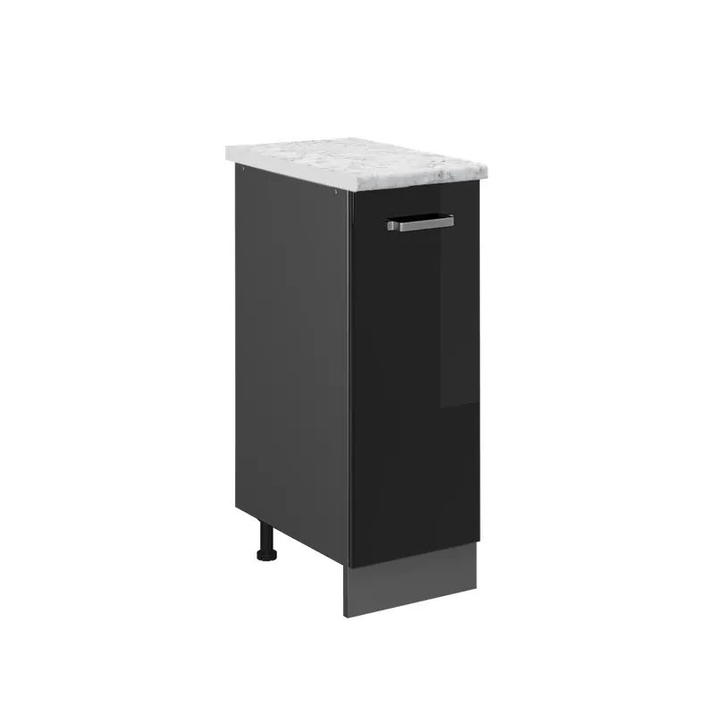 Must-Have Lékárničková skříňka R-Line Černý vysoký lesk 30 cm PD Mramor Vicco