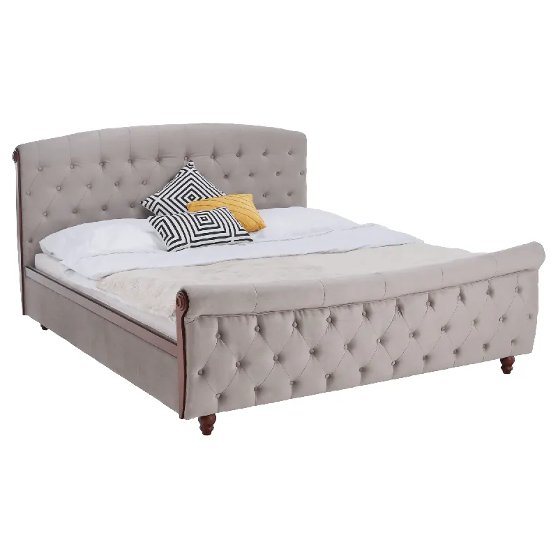 Postel s roštem, 180x200, šedohnědá Taupe Velvet látka, BARETO Tovární Cena