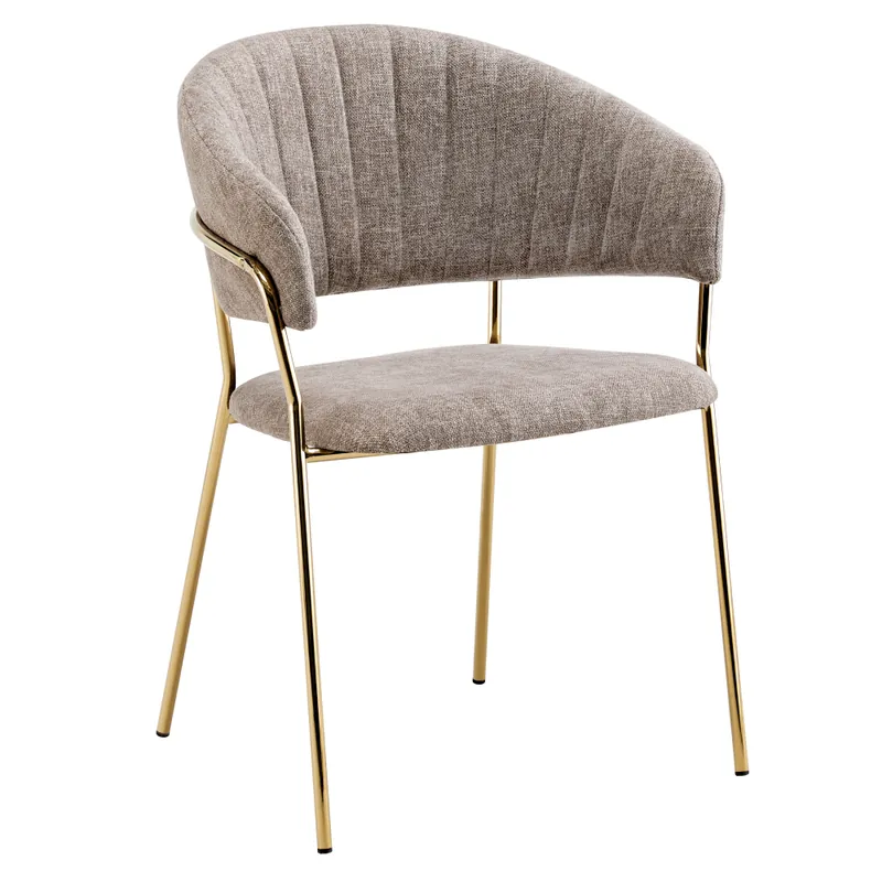 Horká Nabídka Designové jídelní křeslo, hnědá látka/gold chrom zlatý, DASMIN TYP 1