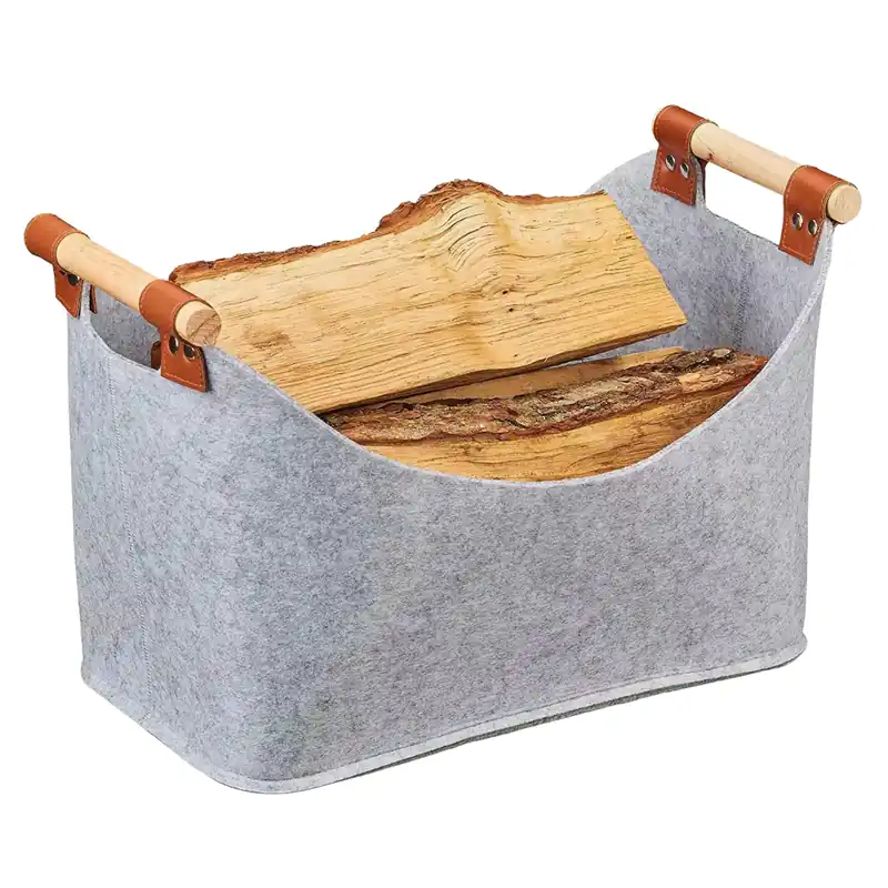 Akční Nabídka Koš na dřevo, látka, šedá/hnědá, POLKO