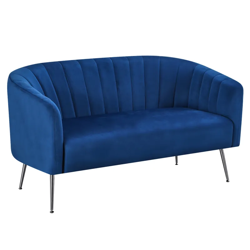 Nízká Cena Designový 2-sed, tmavě modrá Velvet látka/chrom-stříbrný, BAGY