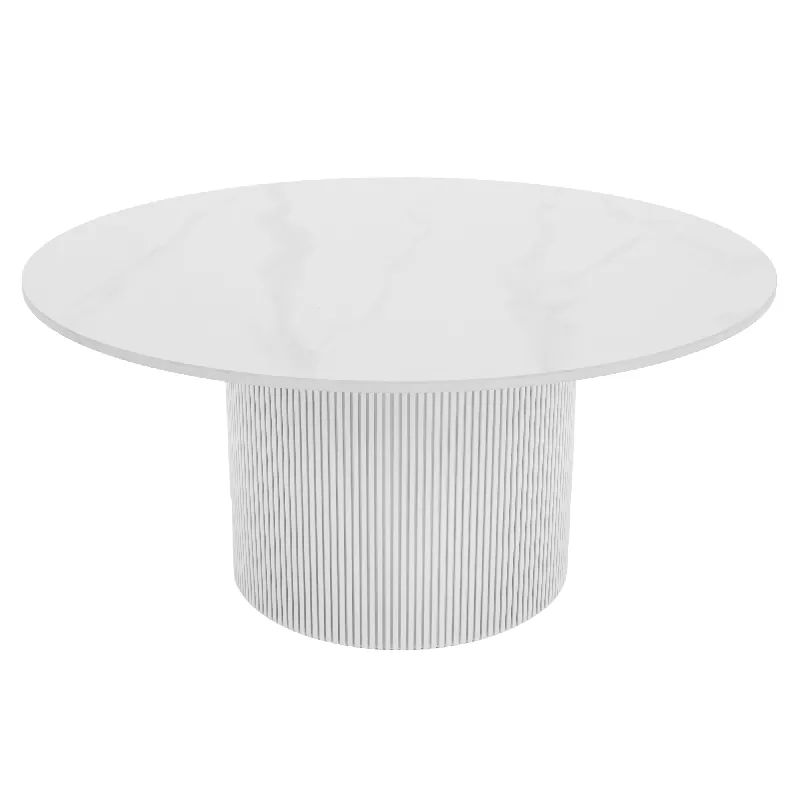 Konferenční stolek, bílý mramor/MDF, průměr 80 cm, MAHIR TYP 1 Nová Kolekce