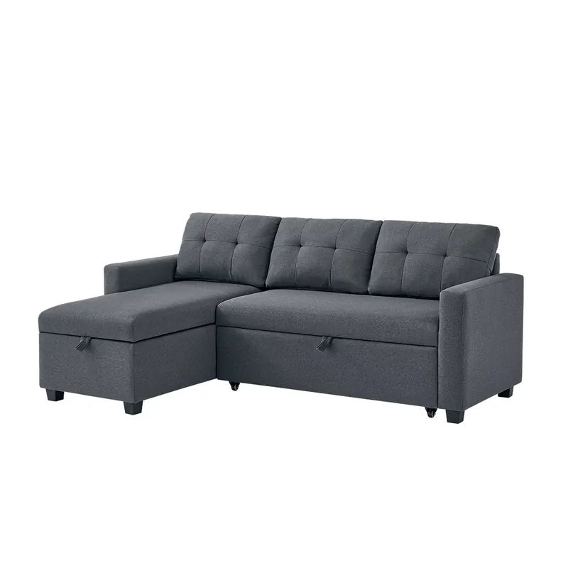 Pohovka tvaru L Campina Šedá 226 x 163 cm s funkcí spánku Vitalispa Výprodej